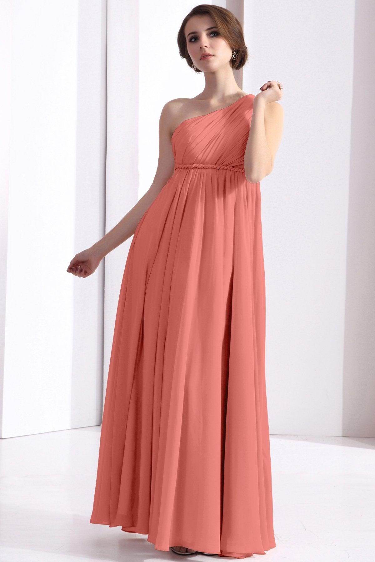 Sheath Floor Length Chiffon Bridesmaid Dress COSF1300D - COCOMELODY